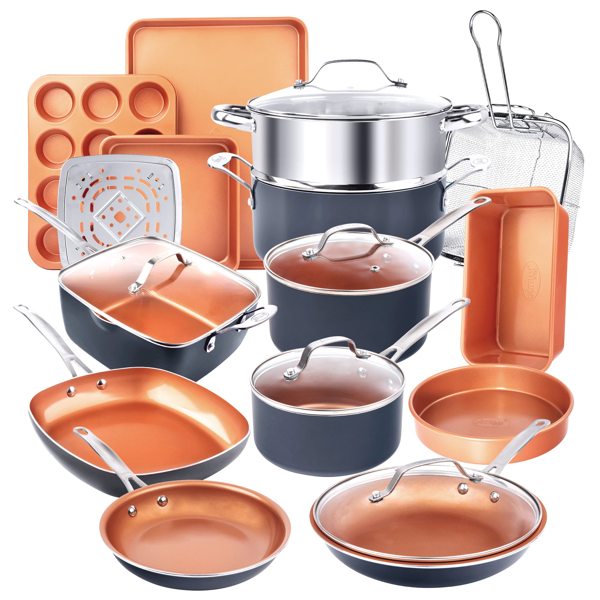 Signature Ceramic 20pc Kitchen in a Box - Cookware & Bakeware Combo Set ...