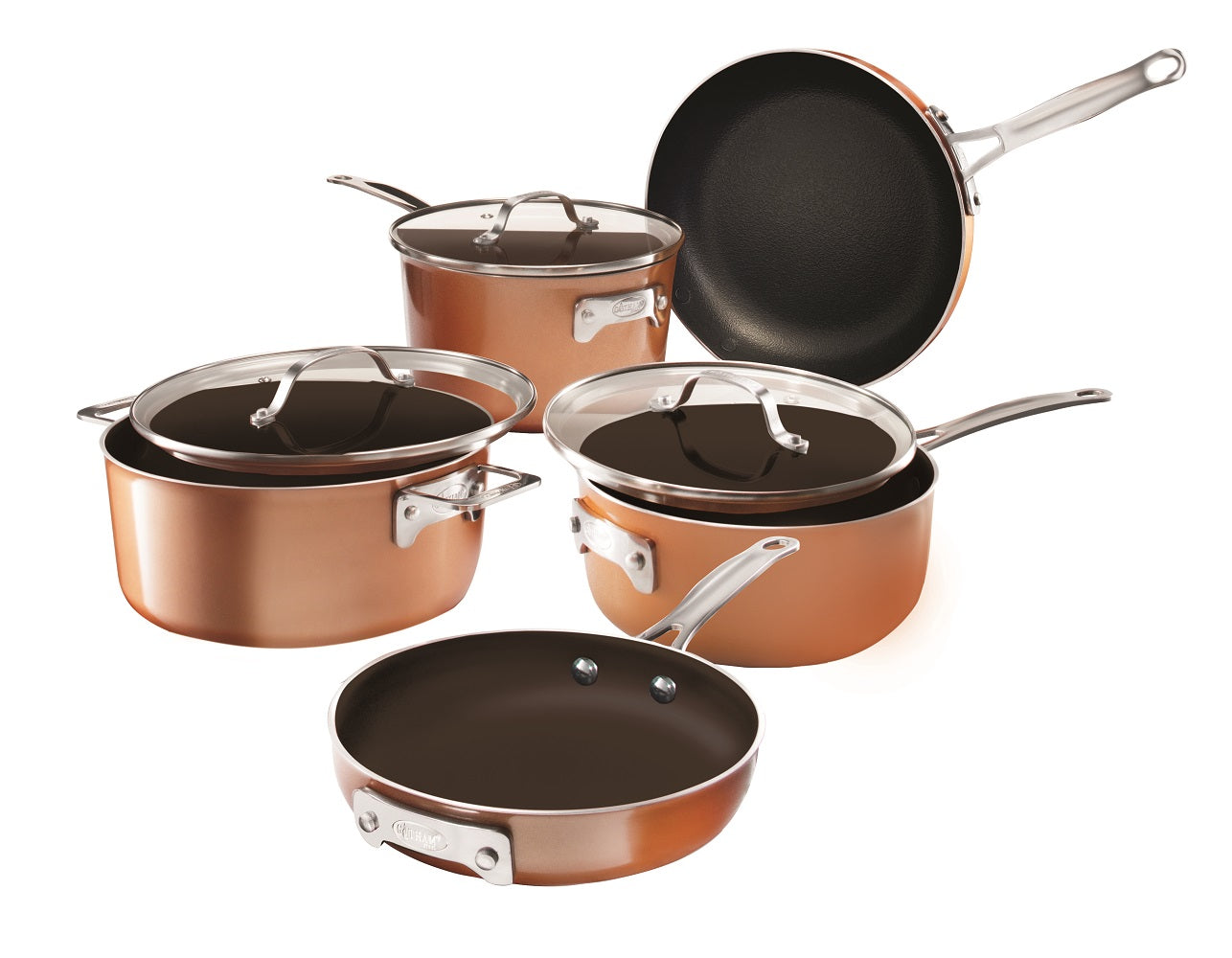 Gotham Steel Stackmaster 8-Piece Stackable Cookware Set - Fry Pans, Sa