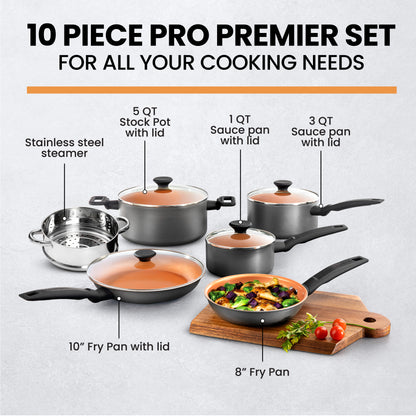 10-Piece Pro Premiere Hard Anodized Cookware Set