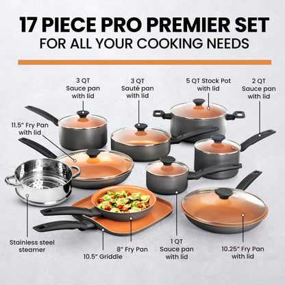 17-Piece Pro Premiere Hard Anodized Cookware Set