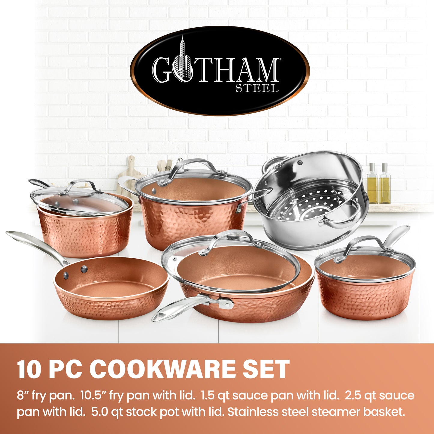 Hammered Copper Cookware Set